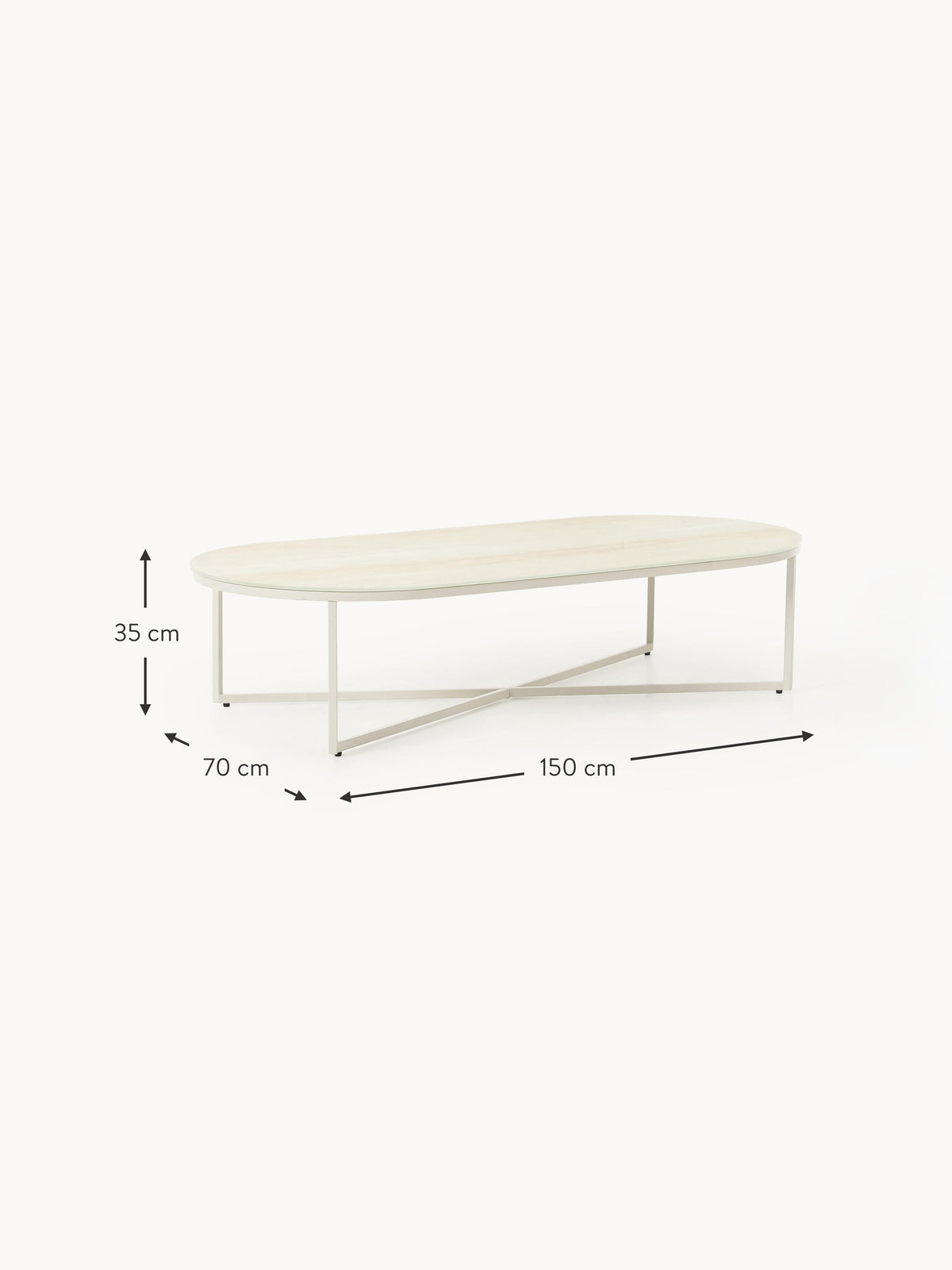 Antigua Oval Coffee Table with Marble Effect Glass Top