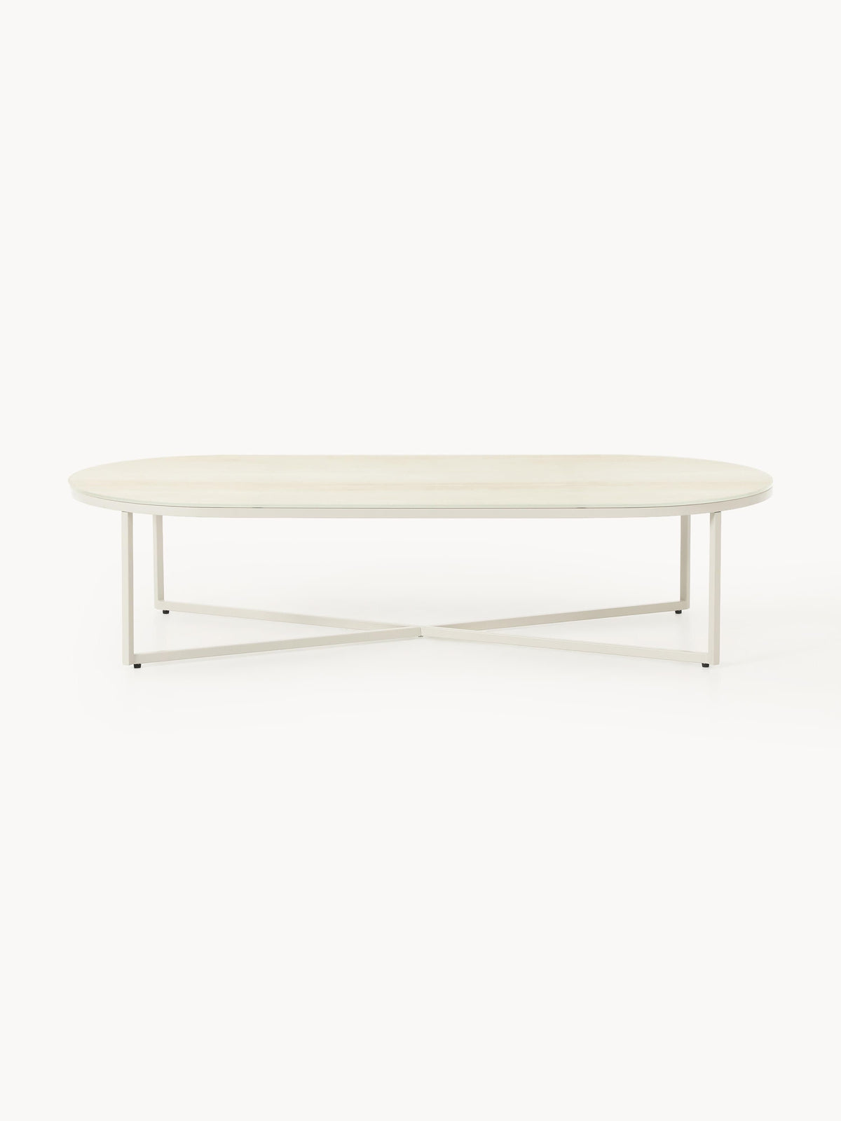 Antigua Oval Coffee Table with Marble Effect Glass Top