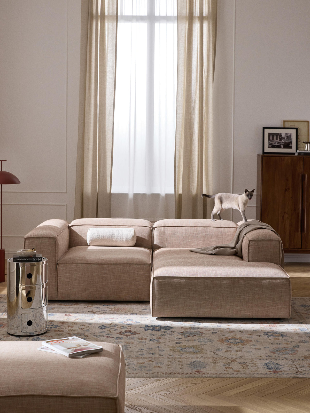 Lennon Linen Blend Modular Corner Sofa (3-seater)