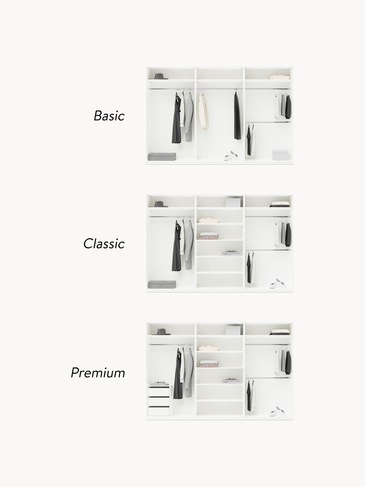 Simone Modular Revolving Door Wardrobe, 300 cm Wide, in various sizes