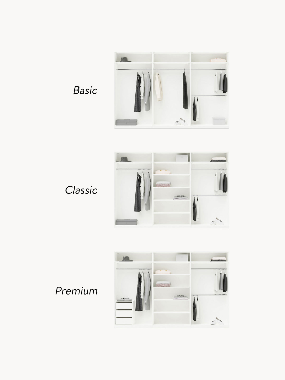 Simone Modular Revolving Door Wardrobe, 300 cm Wide, in various sizes