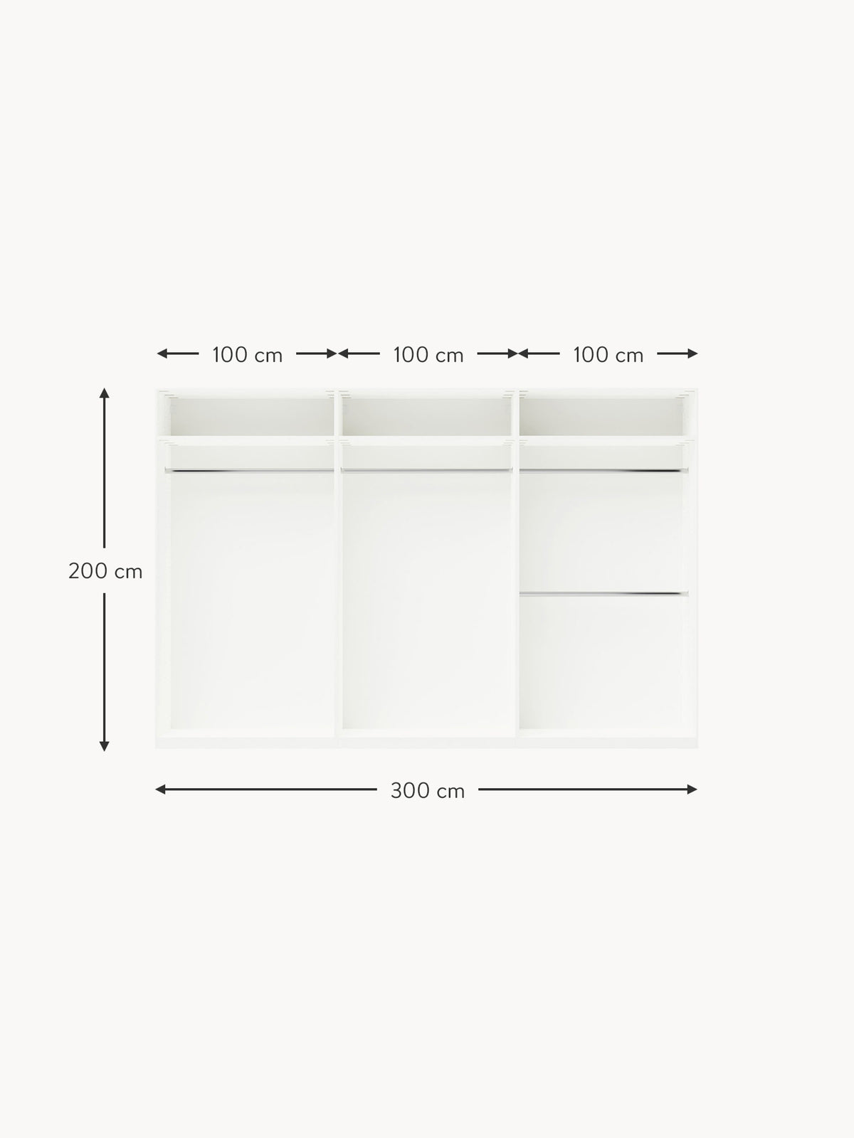 Simone Modular Revolving Door Wardrobe, 300 cm Wide, in various sizes