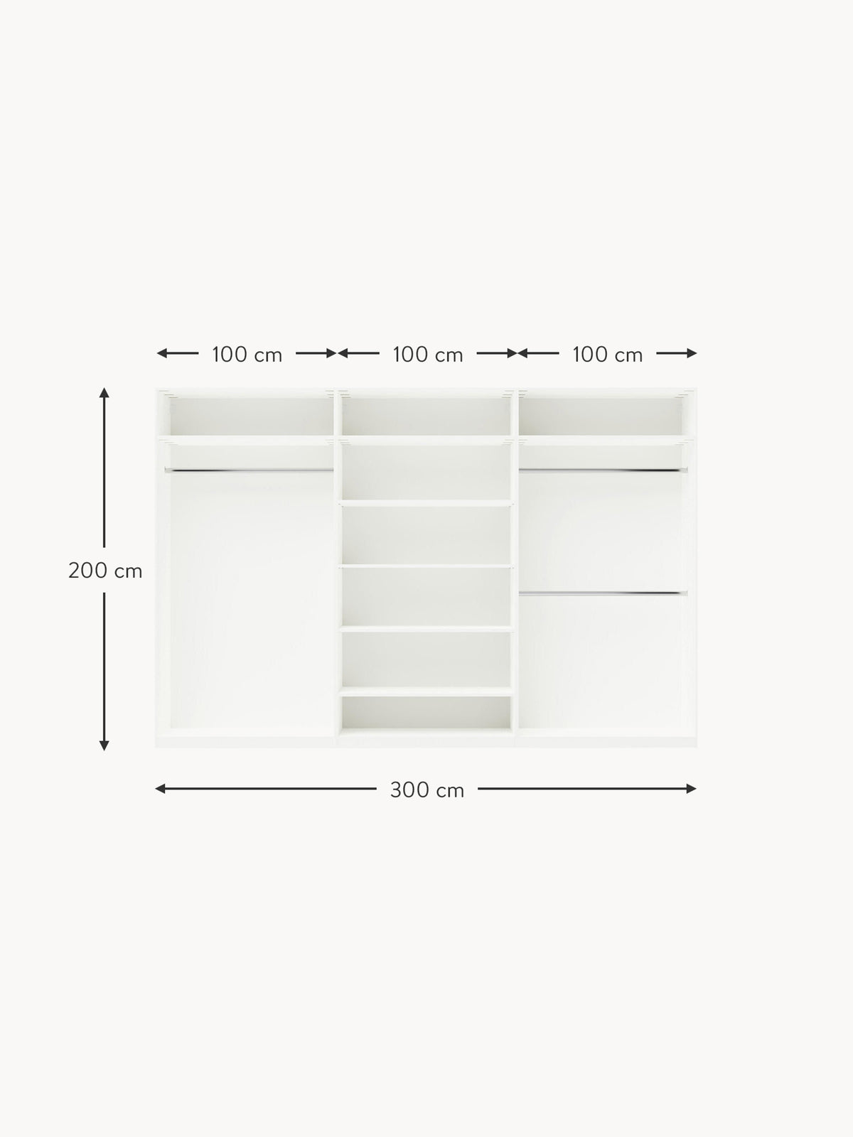 Simone Modular Revolving Door Wardrobe, 300 cm Wide, in various sizes