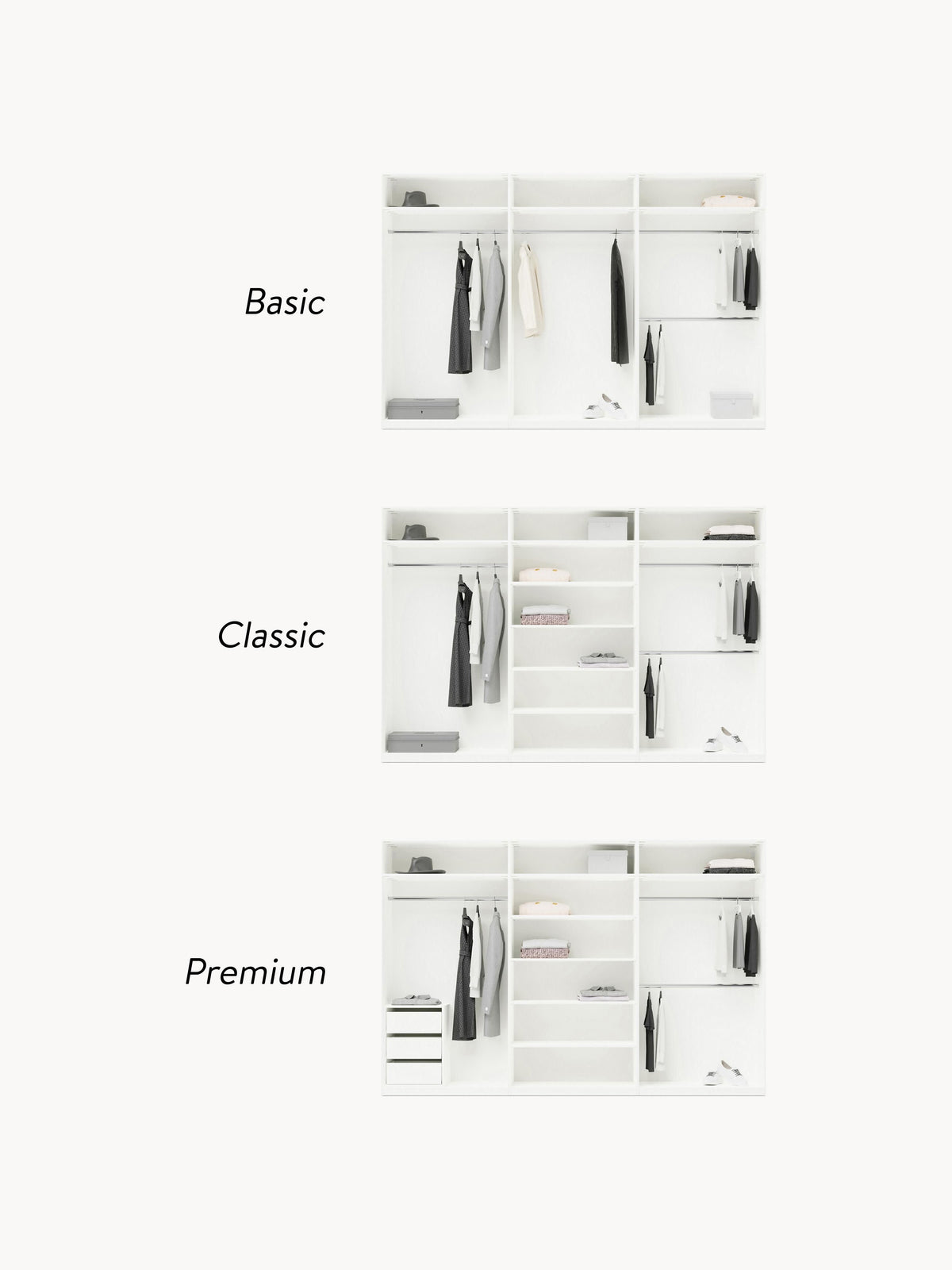 Simone Modular Revolving Door Wardrobe, 300 cm Wide, in various sizes