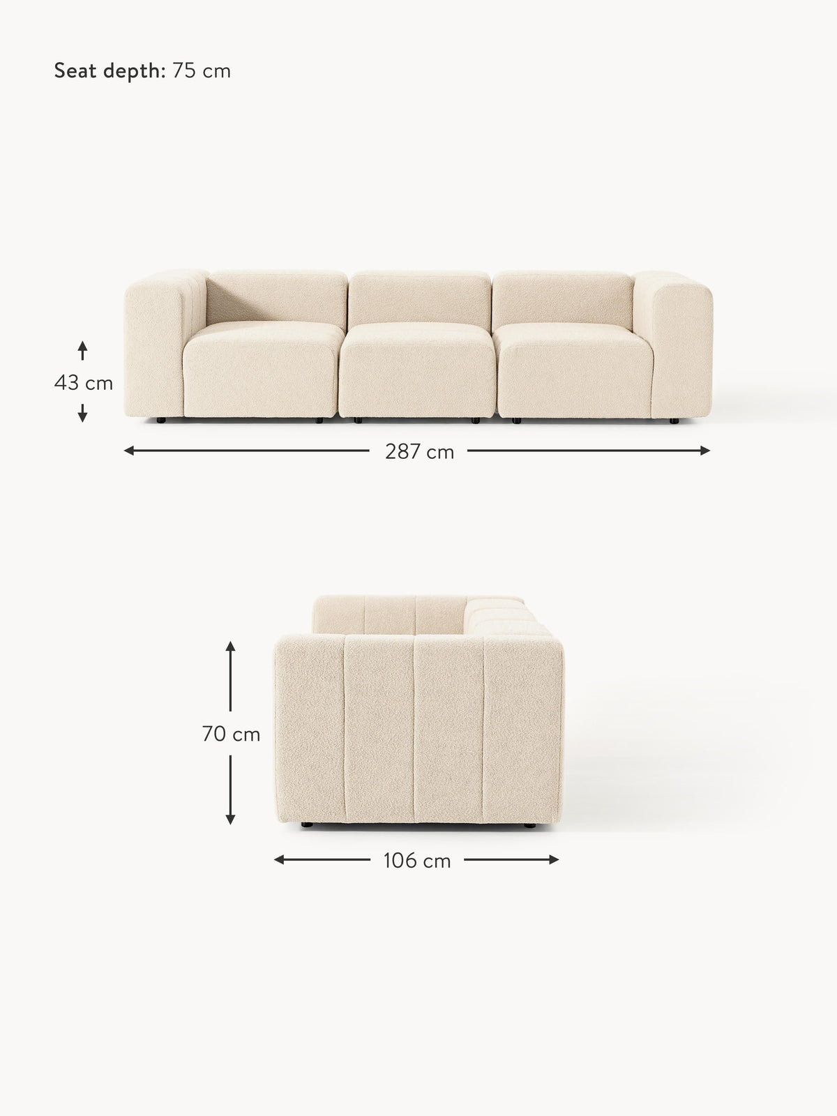 Lena Bouclé Modular Sofa (4-seater)