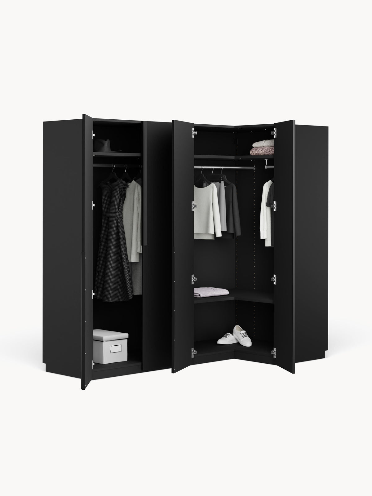 Leon Modular Corner Wardrobe, 215 cm Wide, in various sizes