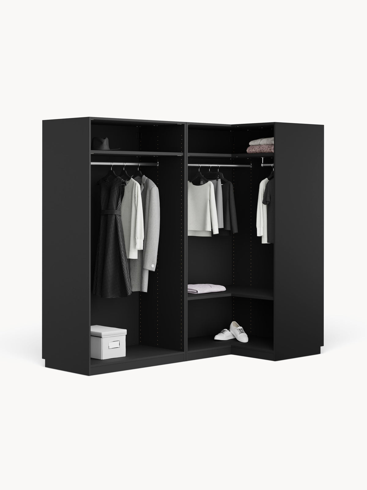 Leon Modular Corner Wardrobe, 215 cm Wide, in various sizes