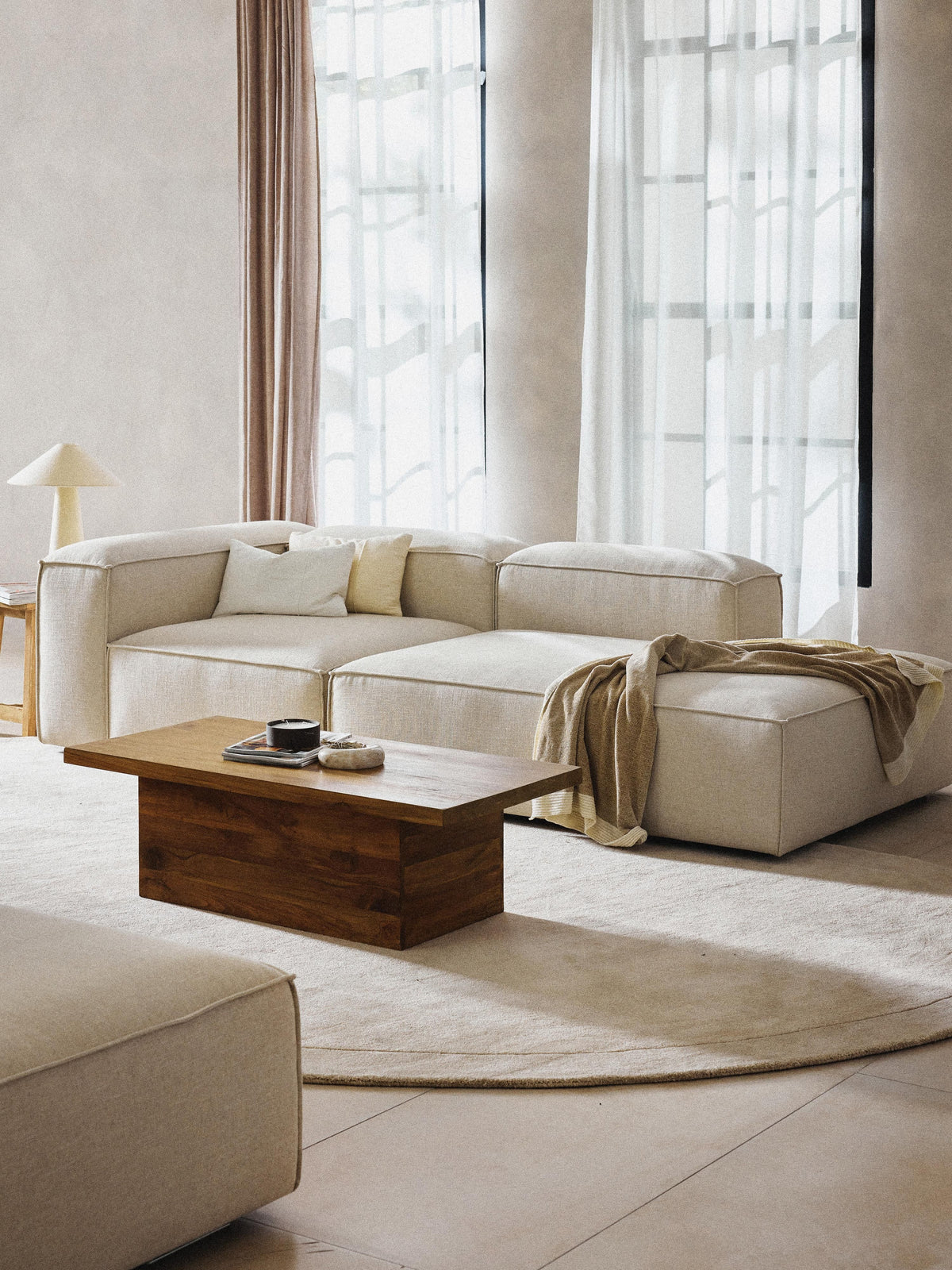 Lennon Linen Blend Modular Ottoman