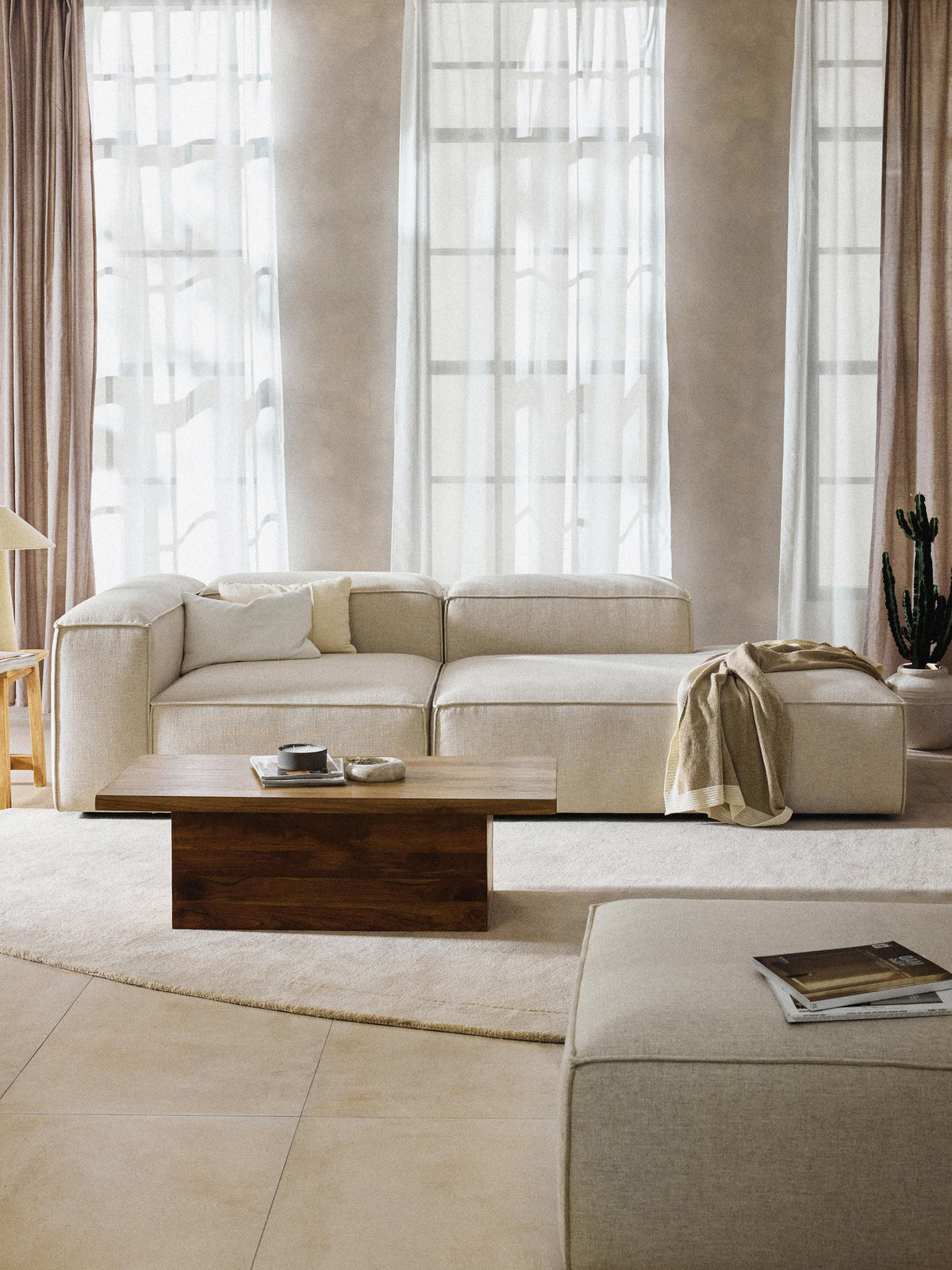 Lennon Linen Blend Modular Ottoman