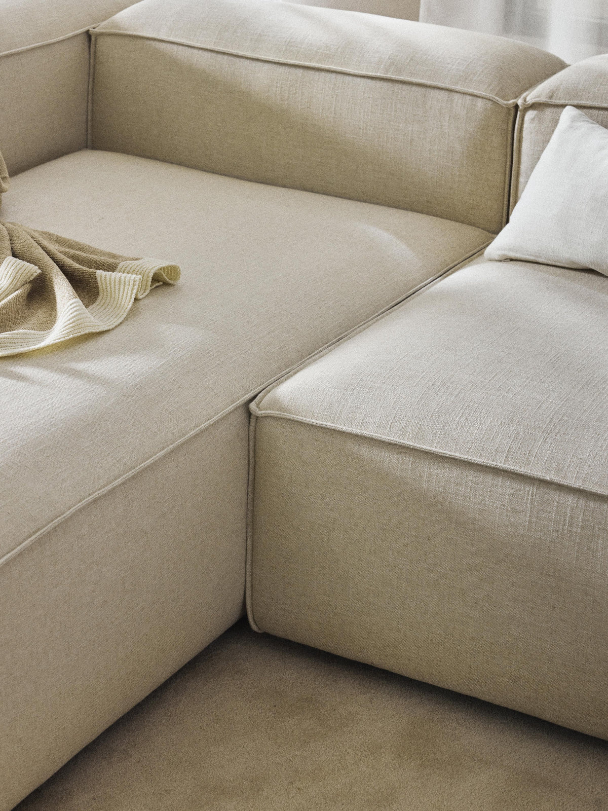 Lennon Linen Blend Modular Corner Sofa (3-seater)