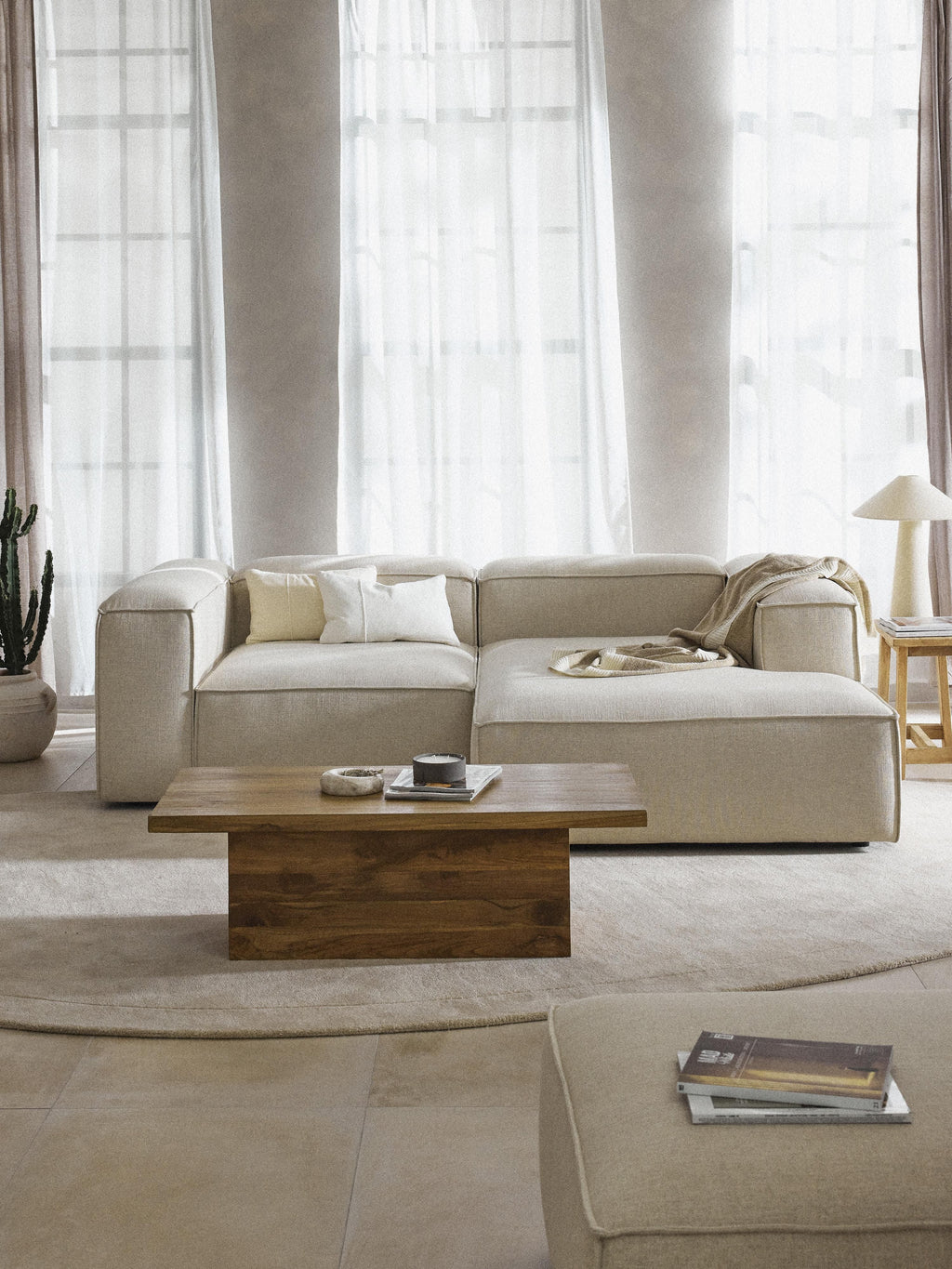 Lennon Linen Blend Modular Corner Sofa (3-seater)