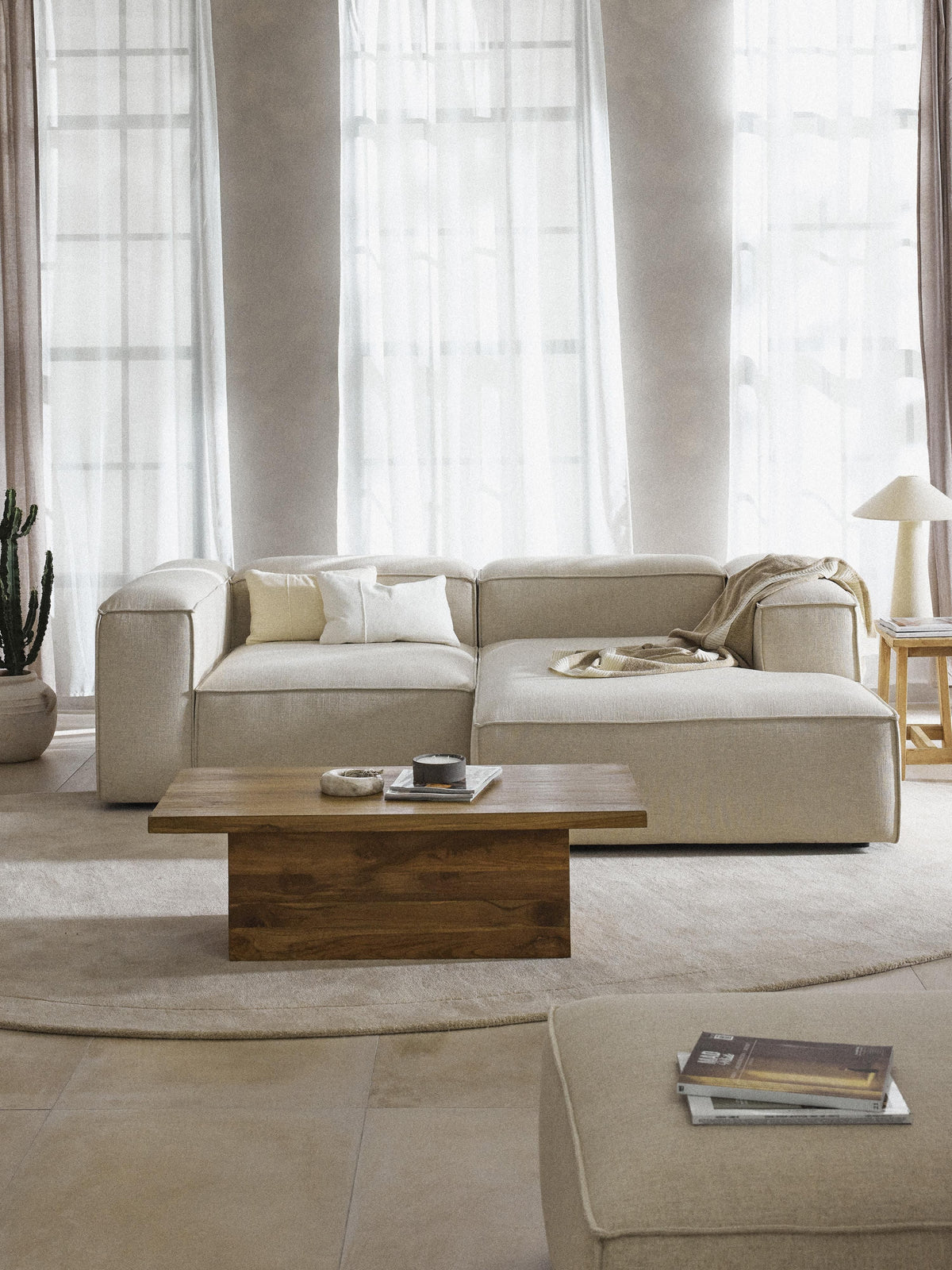Lennon Linen Blend Modular Corner Sofa (3-seater)
