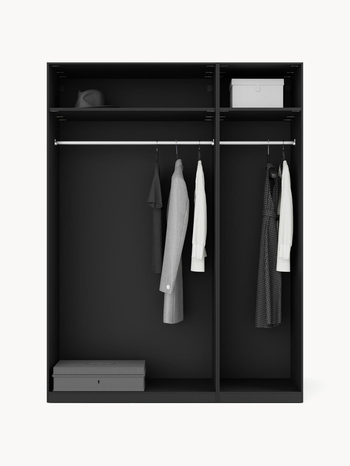 Leon Modular Hinged Door Wardrobe, 150 cm Wide, in various sizes