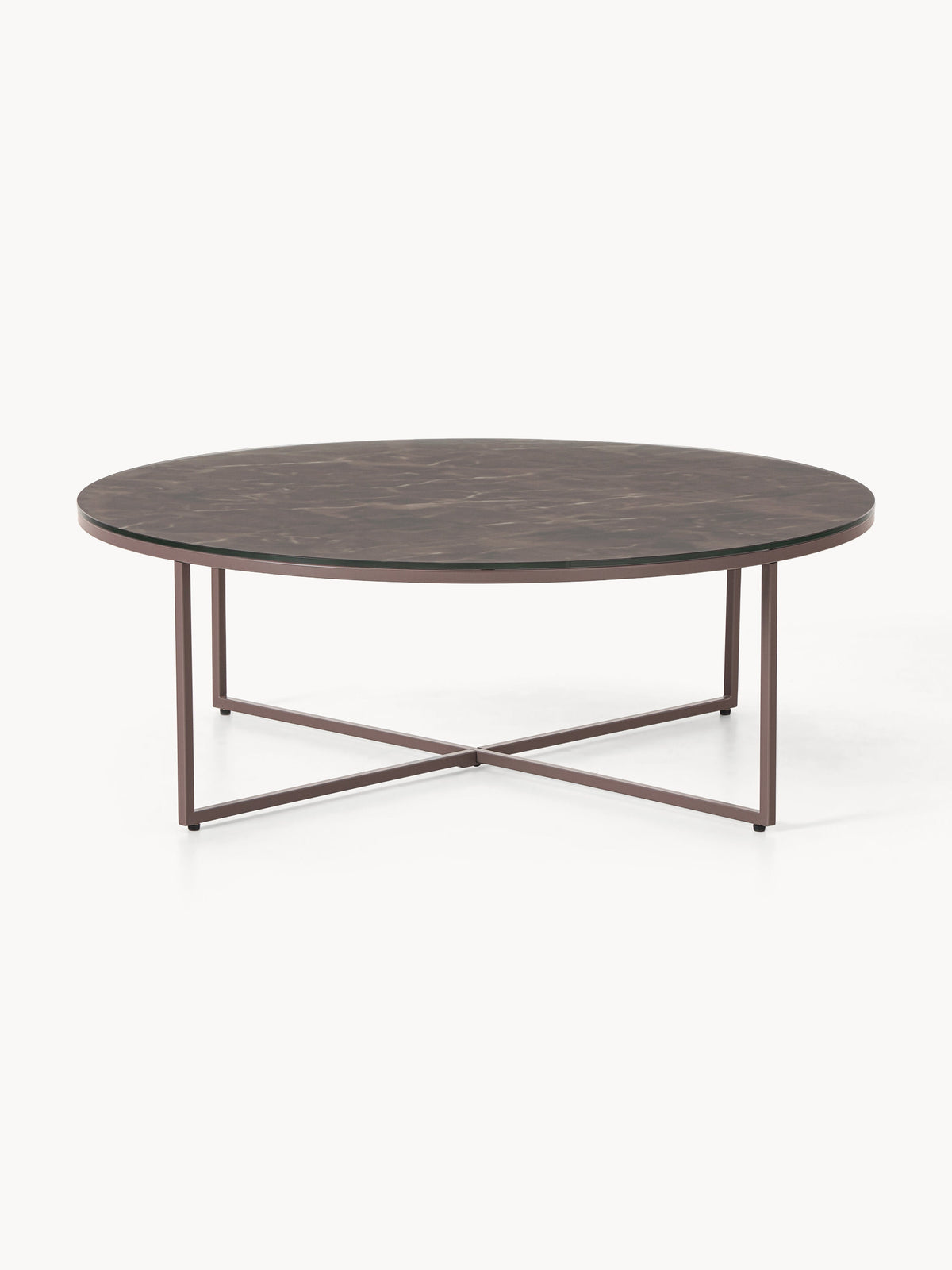 Antigua Round XL Coffee Table with Marble Effect Glass Top