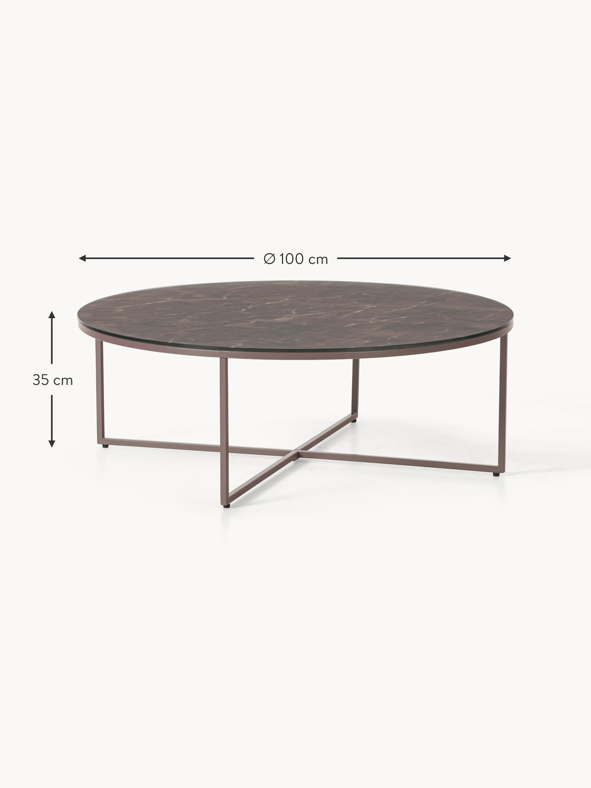 Antigua Round XL Coffee Table with Marble Effect Glass Top