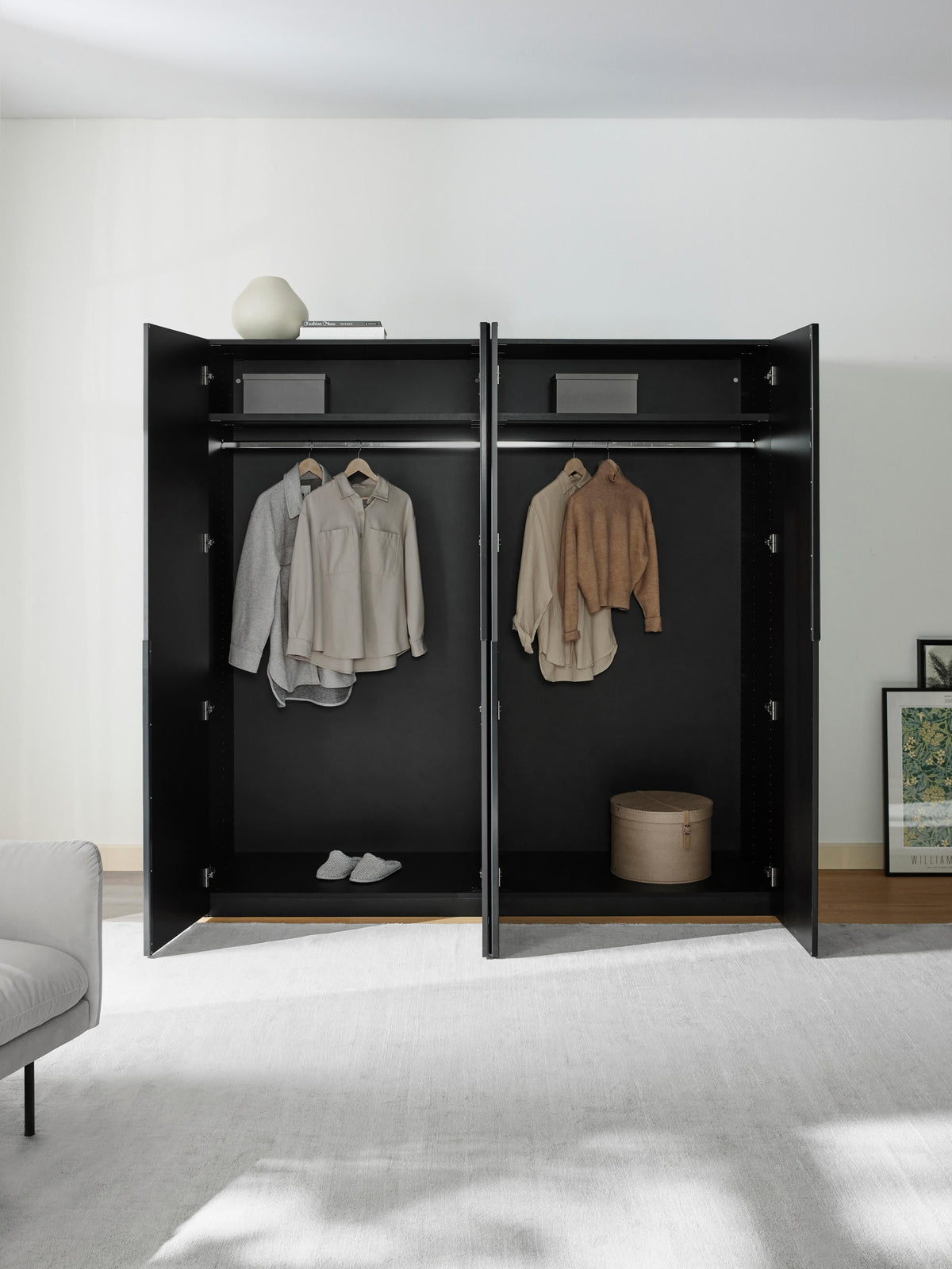 Leon Modular Hinge Door Wardrobe, 200 cm Wide, in various sizes