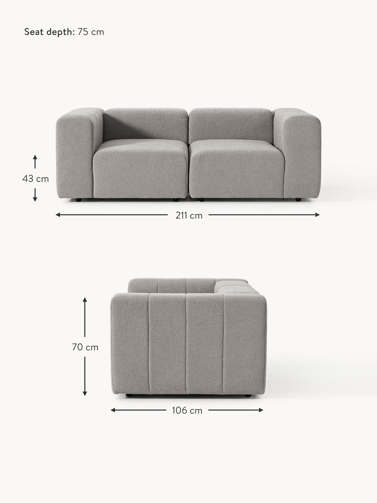 Lena Bouclé Modular Sofa (2-seater)