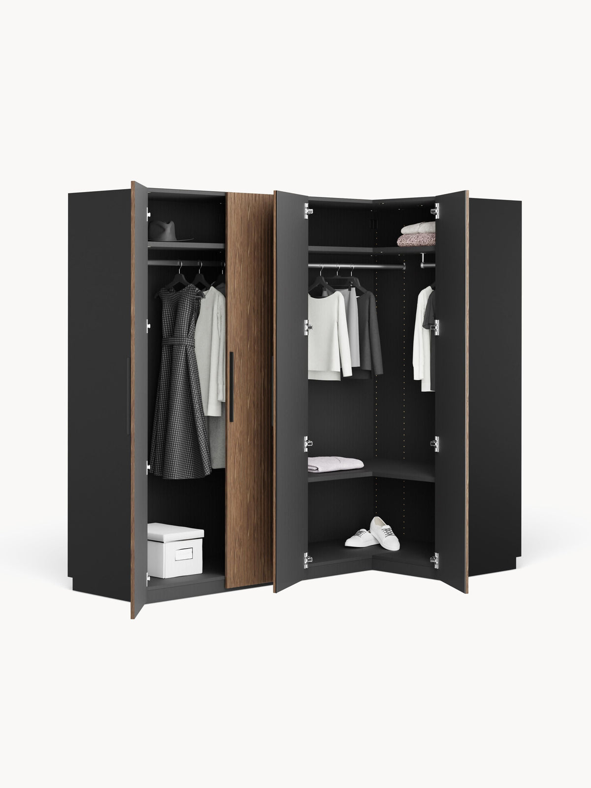 Simone Modular Corner Wardrobe, 215 cm Wide, in various sizes