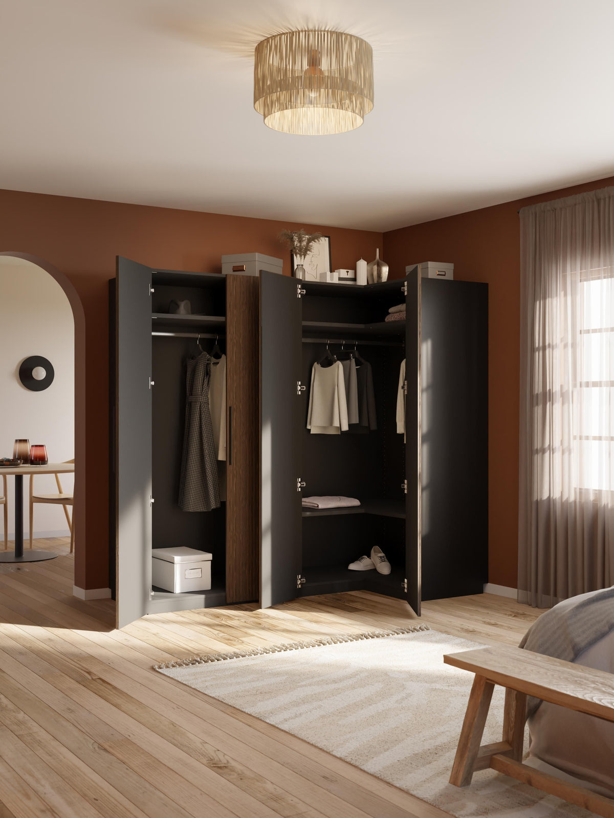 Simone Modular Corner Wardrobe, 215 cm Wide, in various sizes