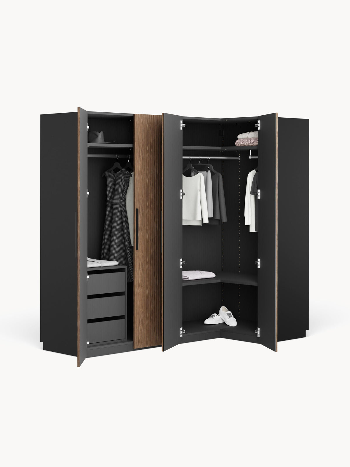 Simone Modular Corner Wardrobe, 215 cm Wide, in various sizes