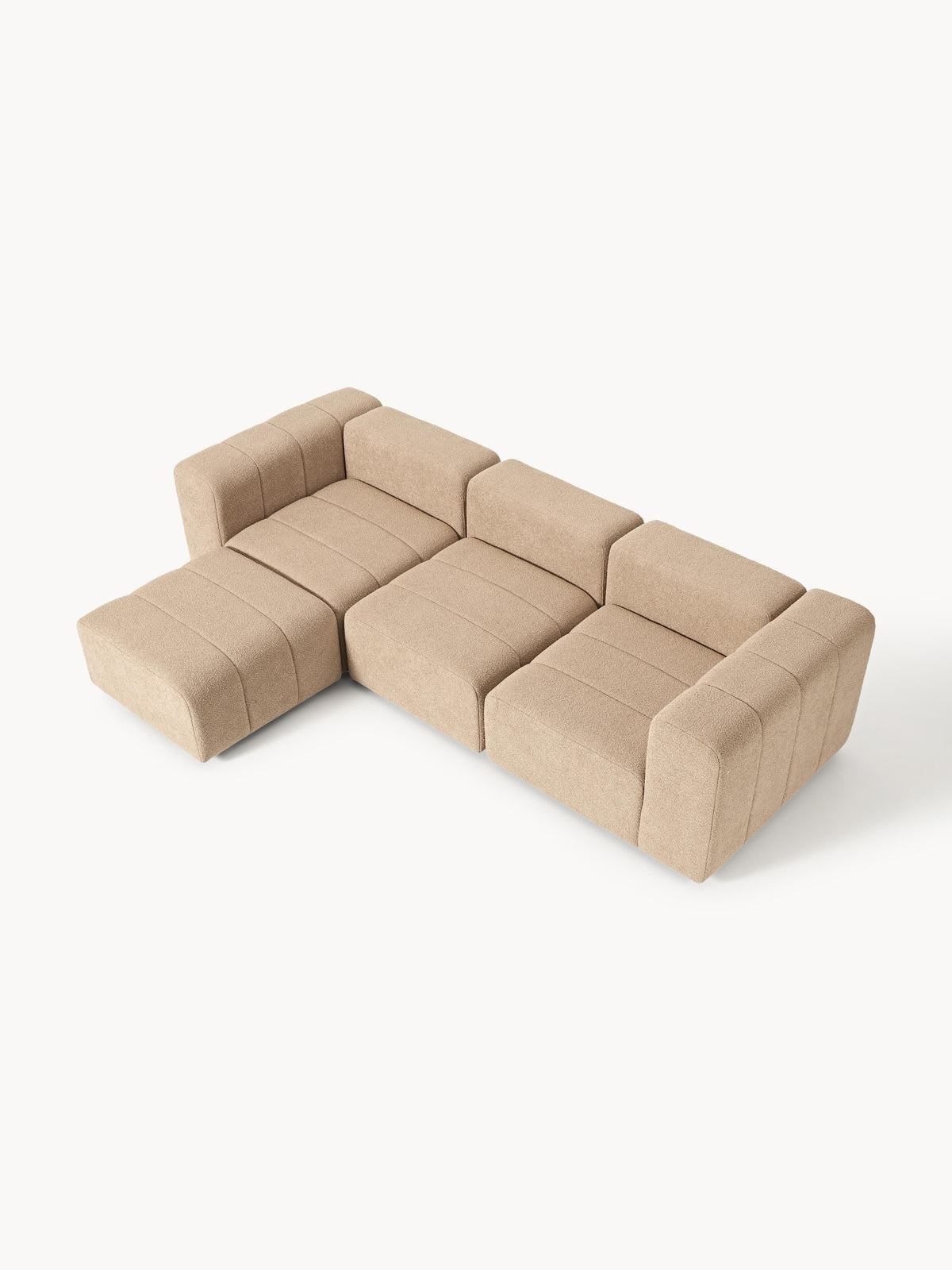 Lena Bouclé Modular Sofa (4-seater) with Ottoman (left/right)