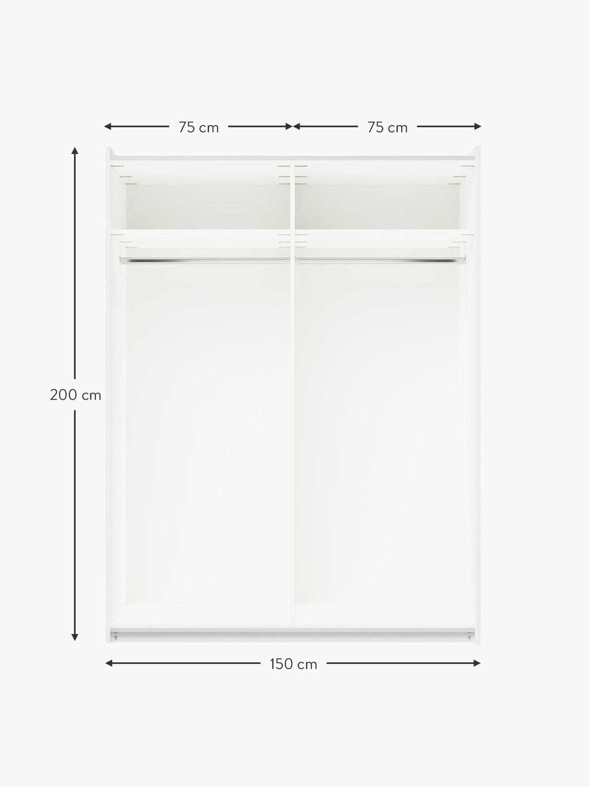Simone Modular Sliding Door Wardrobe, 150 cm Wide, in various sizes