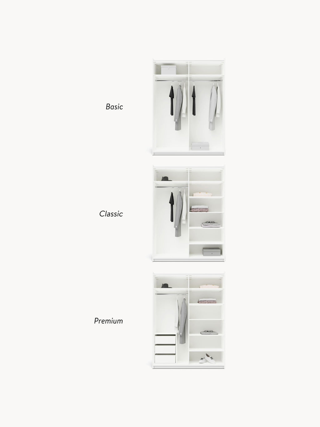 Simone Modular Sliding Door Wardrobe, 150 cm Wide, in various sizes