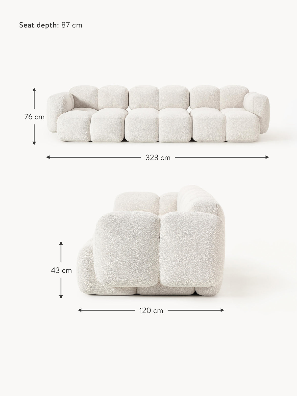 Tayla Bouclé Modular Sofa (4-seater)