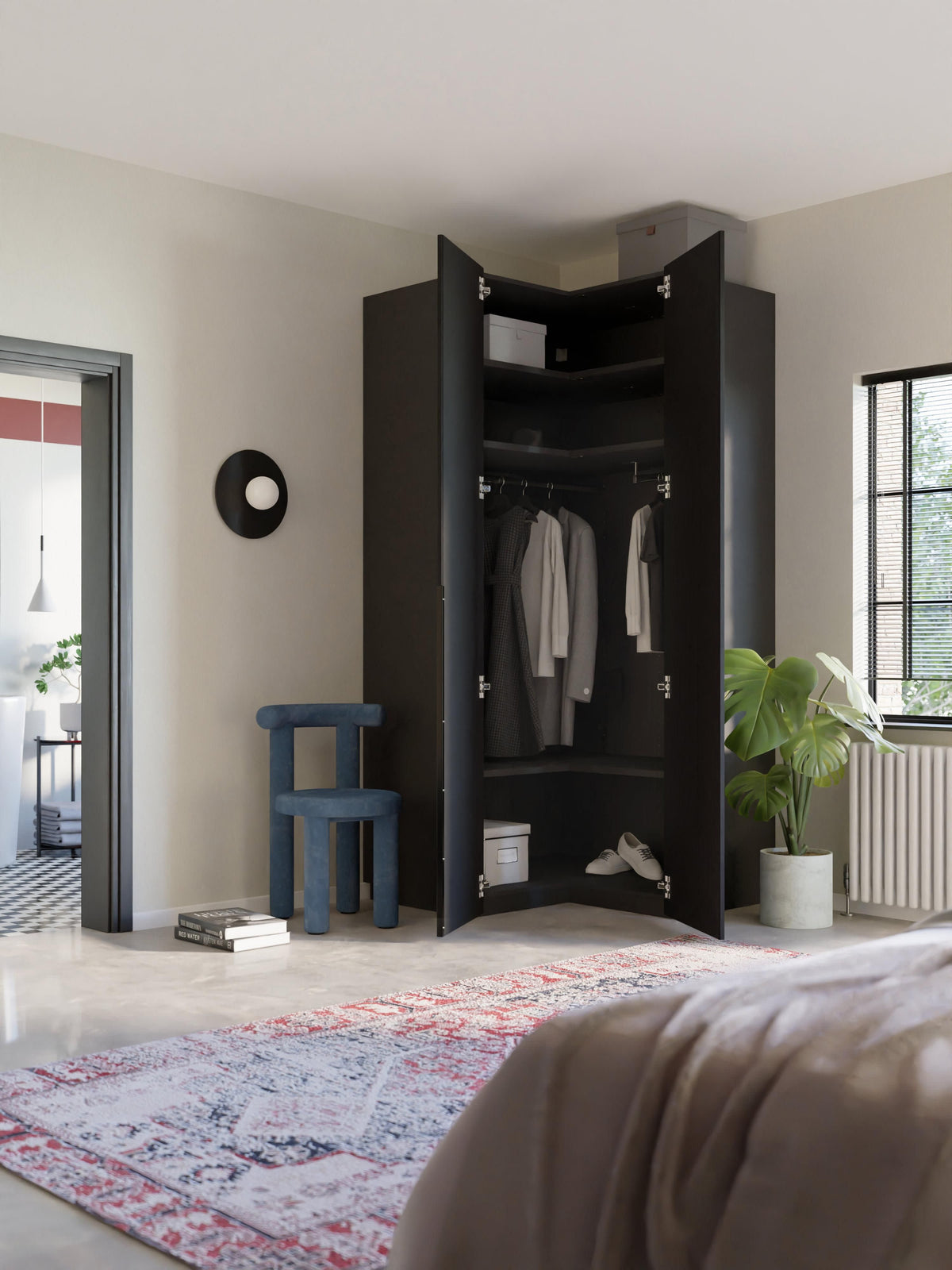 Leon Modular Corner Wardrobe, 115 cm Wide, in various sizes