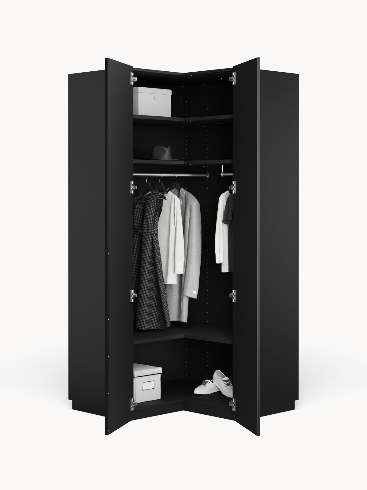 Leon Modular Corner Wardrobe, 115 cm Wide, in various sizes