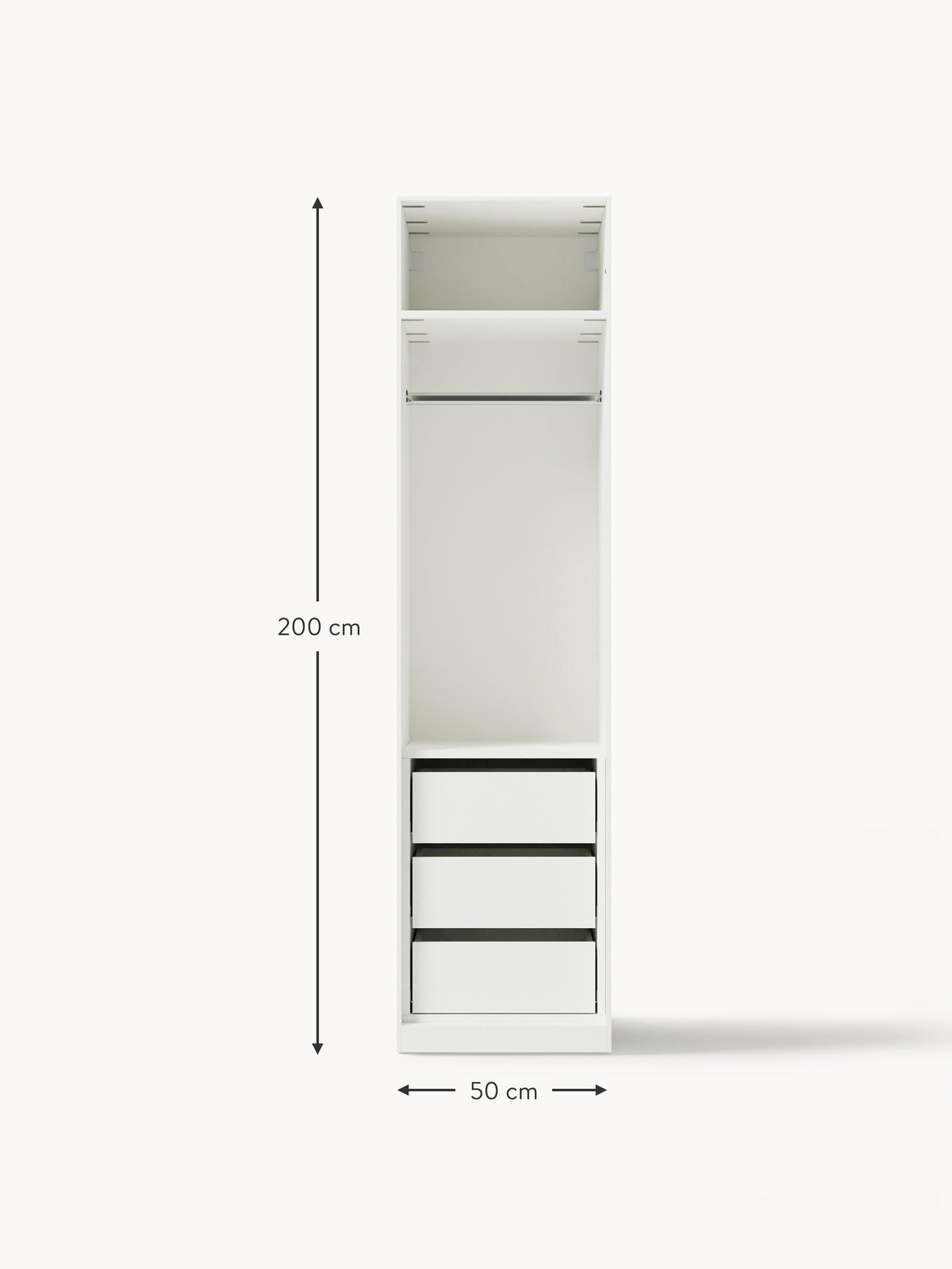 Jeanne Modular Hinged Door Wardrobe, 50 cm Wide, in various sizes
