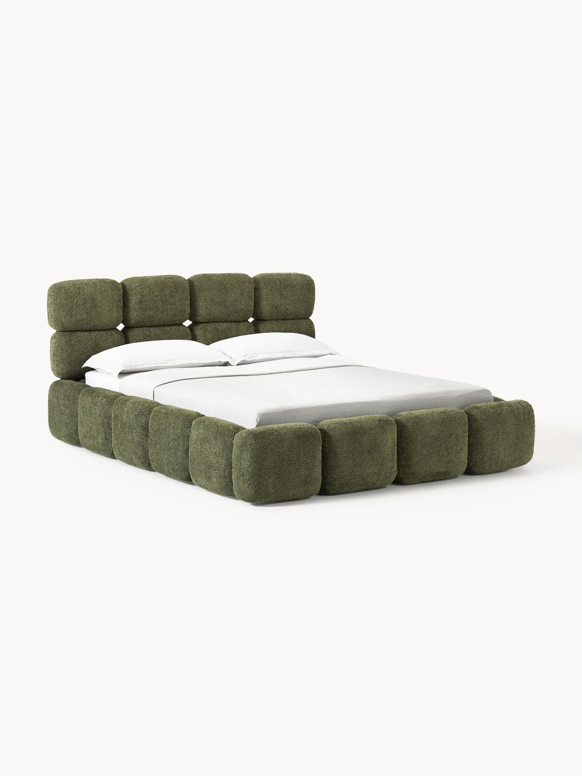 Gallery image 1 - Upholstered Teddy Bouclé Bed Tayla with Storage Space