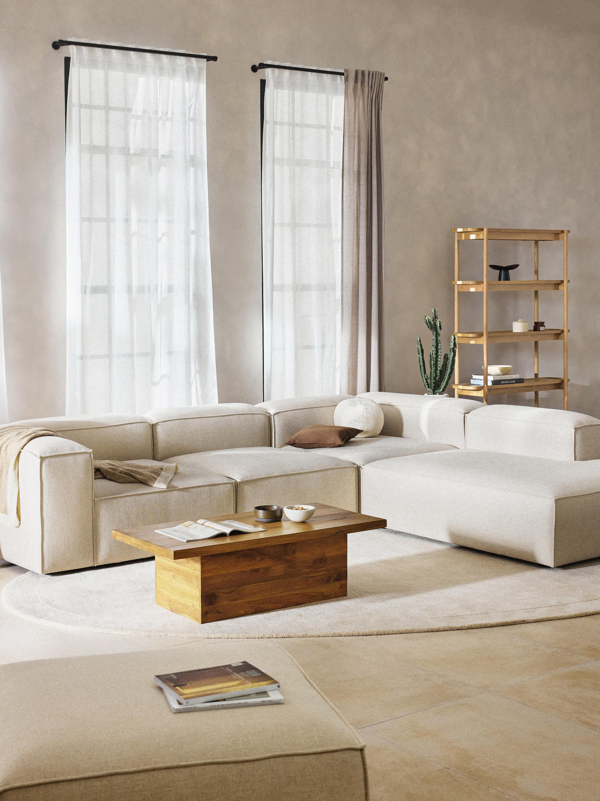 Lennon Linen Blend Modular Corner Sofa (4-seater)