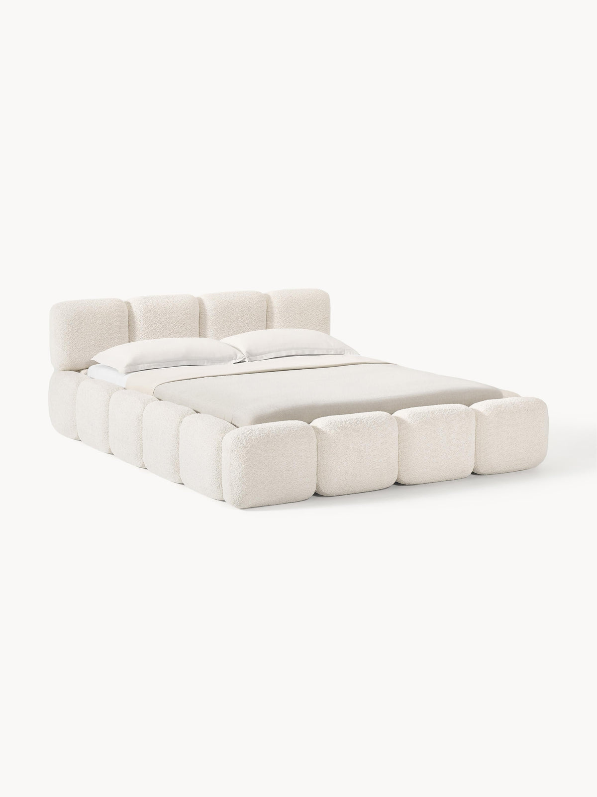Gallery image 1 - Upholstered Teddy Bouclé Bed Tayla with Storage