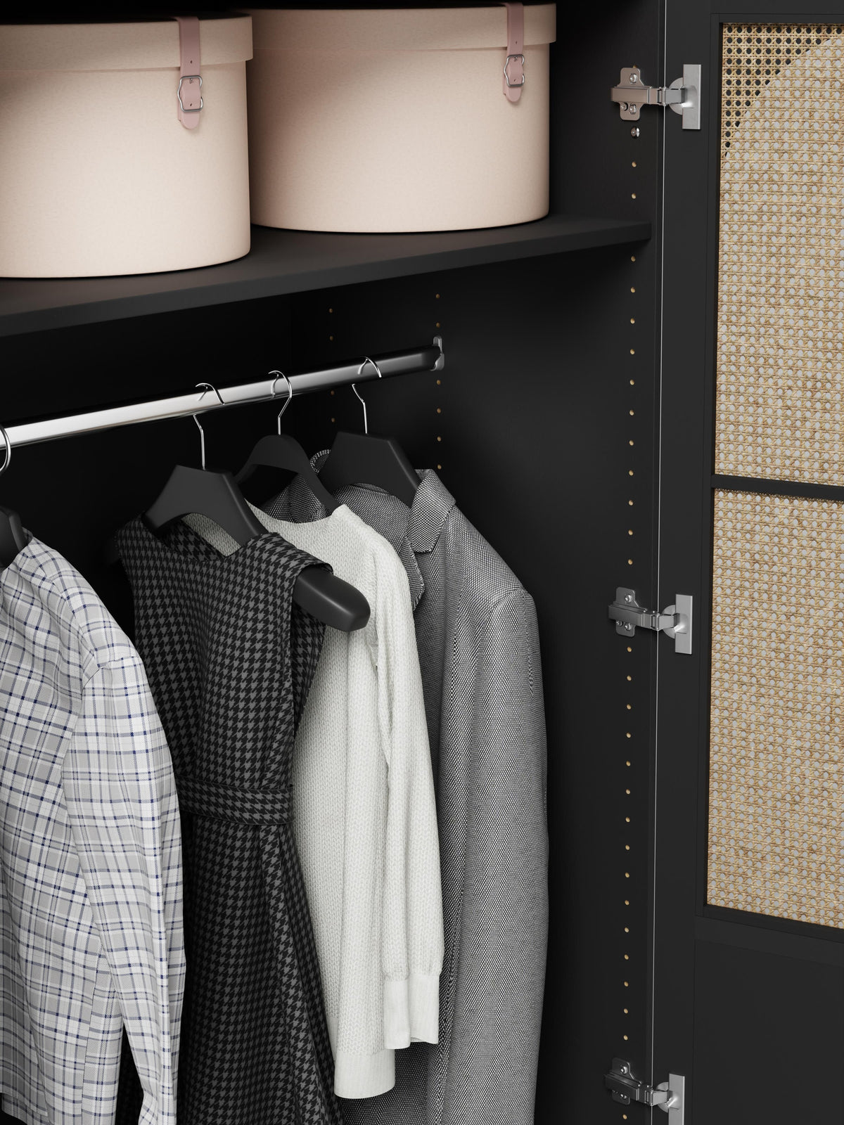 Jeanne Modular Hinged Door Wardrobe, 300 cm Wide, in various sizes