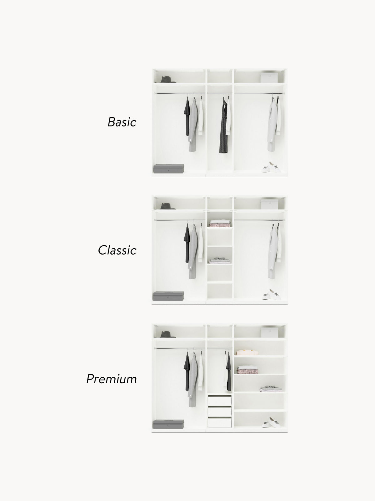 Simone Modular Revolving Door Wardrobe, 250 cm Wide, in various sizes