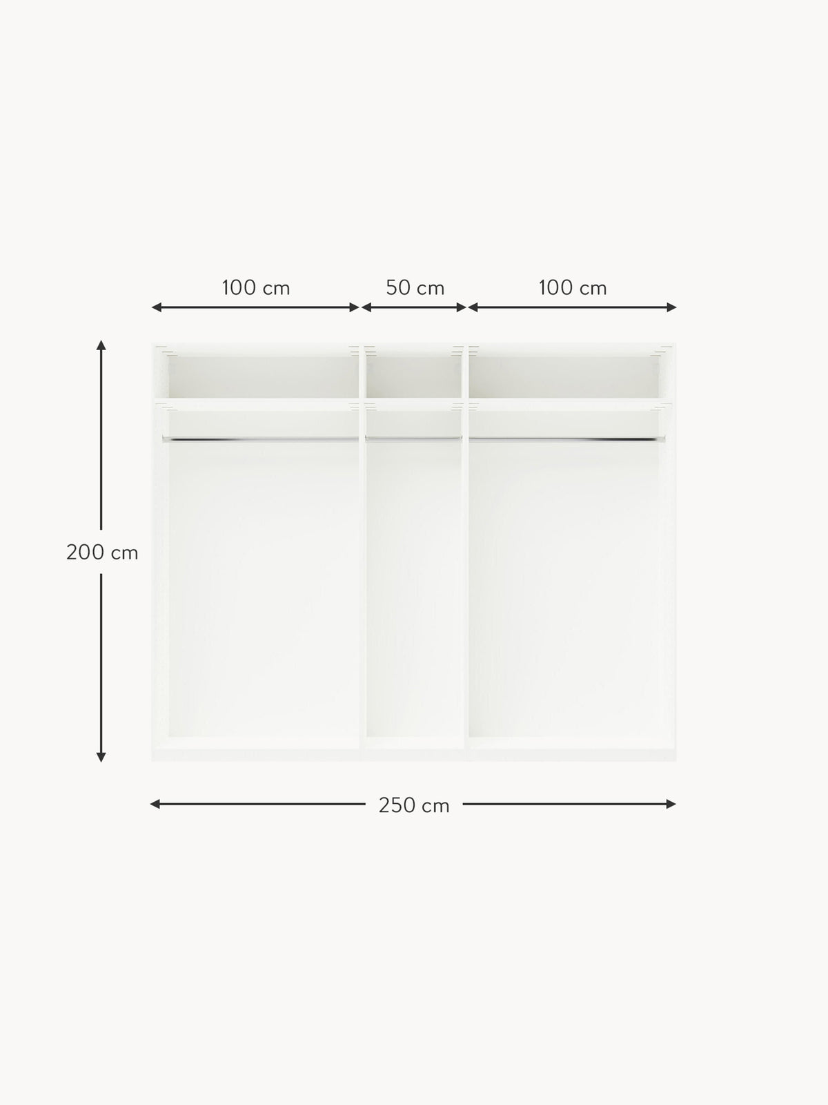 Simone Modular Revolving Door Wardrobe, 250 cm Wide, in various sizes