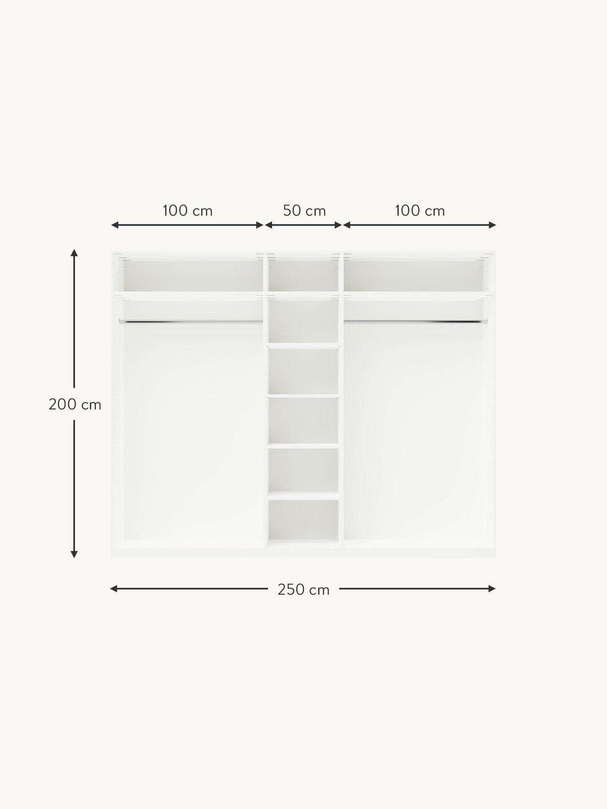Simone Modular Revolving Door Wardrobe, 250 cm Wide, in various sizes