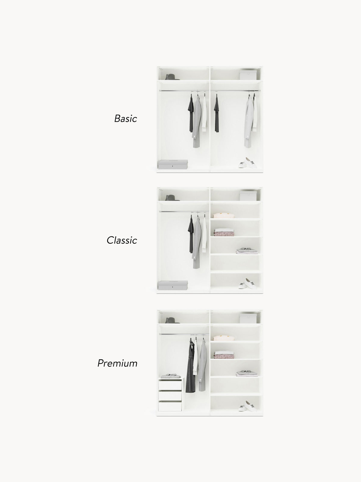 Charlotte Modular Hinged Door Wardrobe, 200 cm Wide, in various sizes