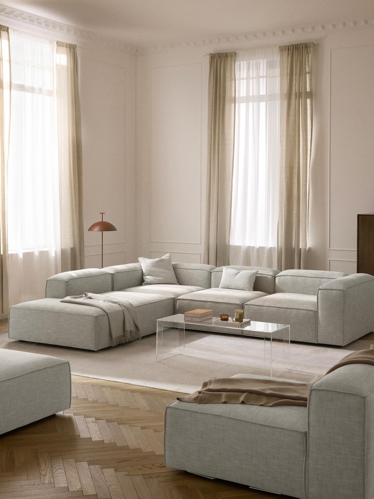 Lennon Linen Blend Modular Corner Sofa (4-seater)