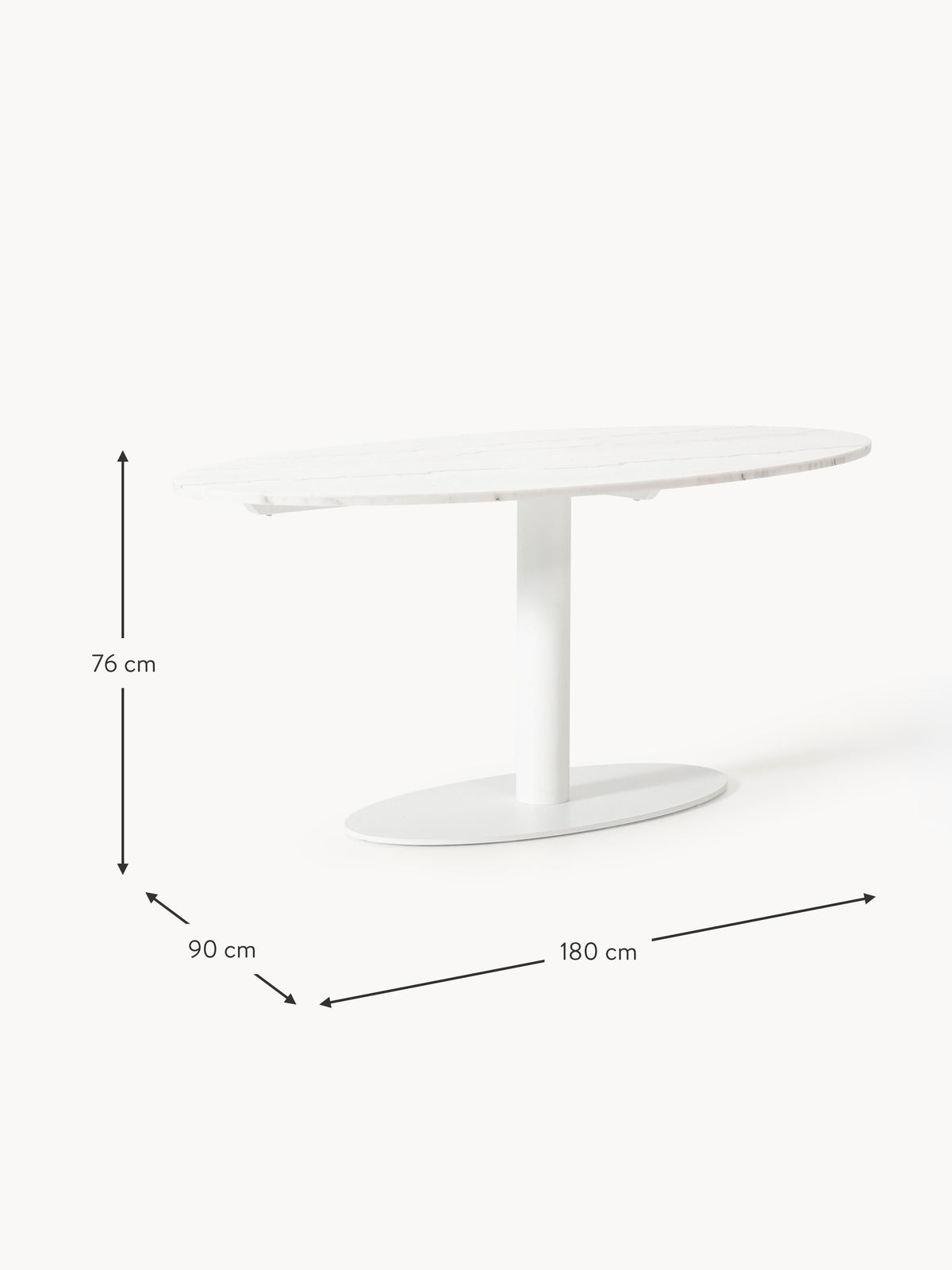 Miley Oval Marble Dining Table, 180 x 90 cm