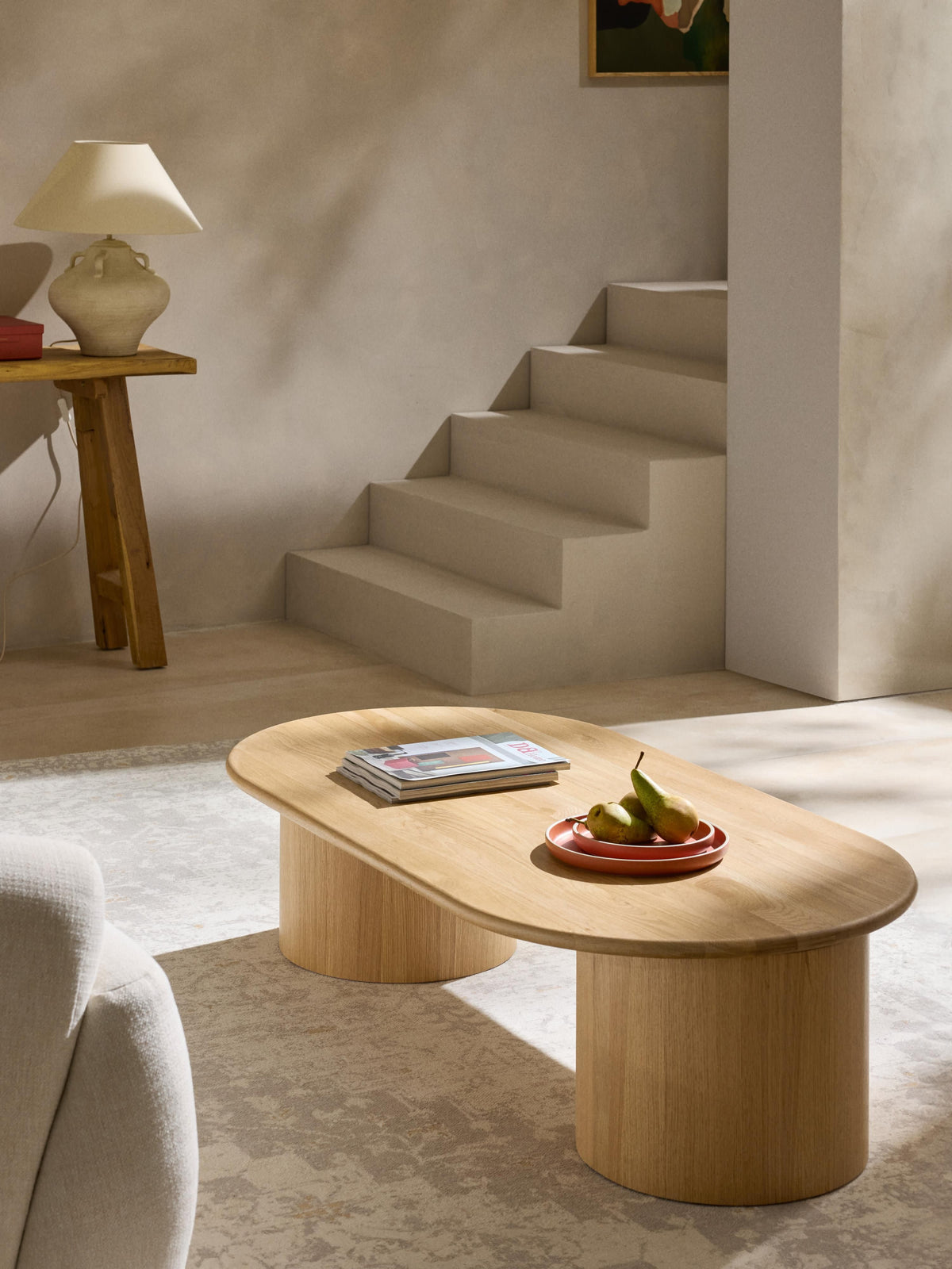 Didi Oval Oak Wood Coffee Table