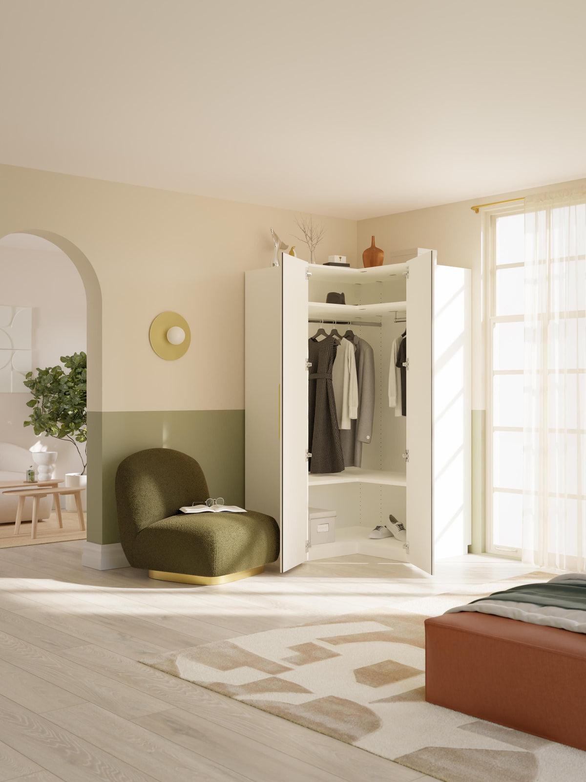 Simone Modular Corner Wardrobe, 115 cm Wide