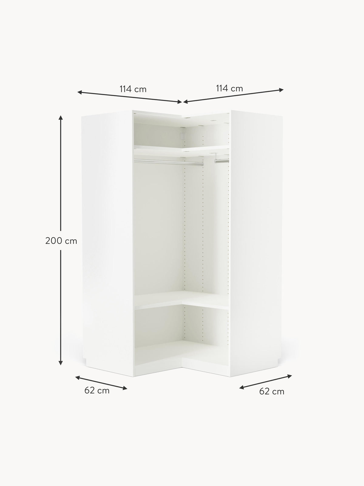Simone Modular Corner Wardrobe, 115 cm Wide