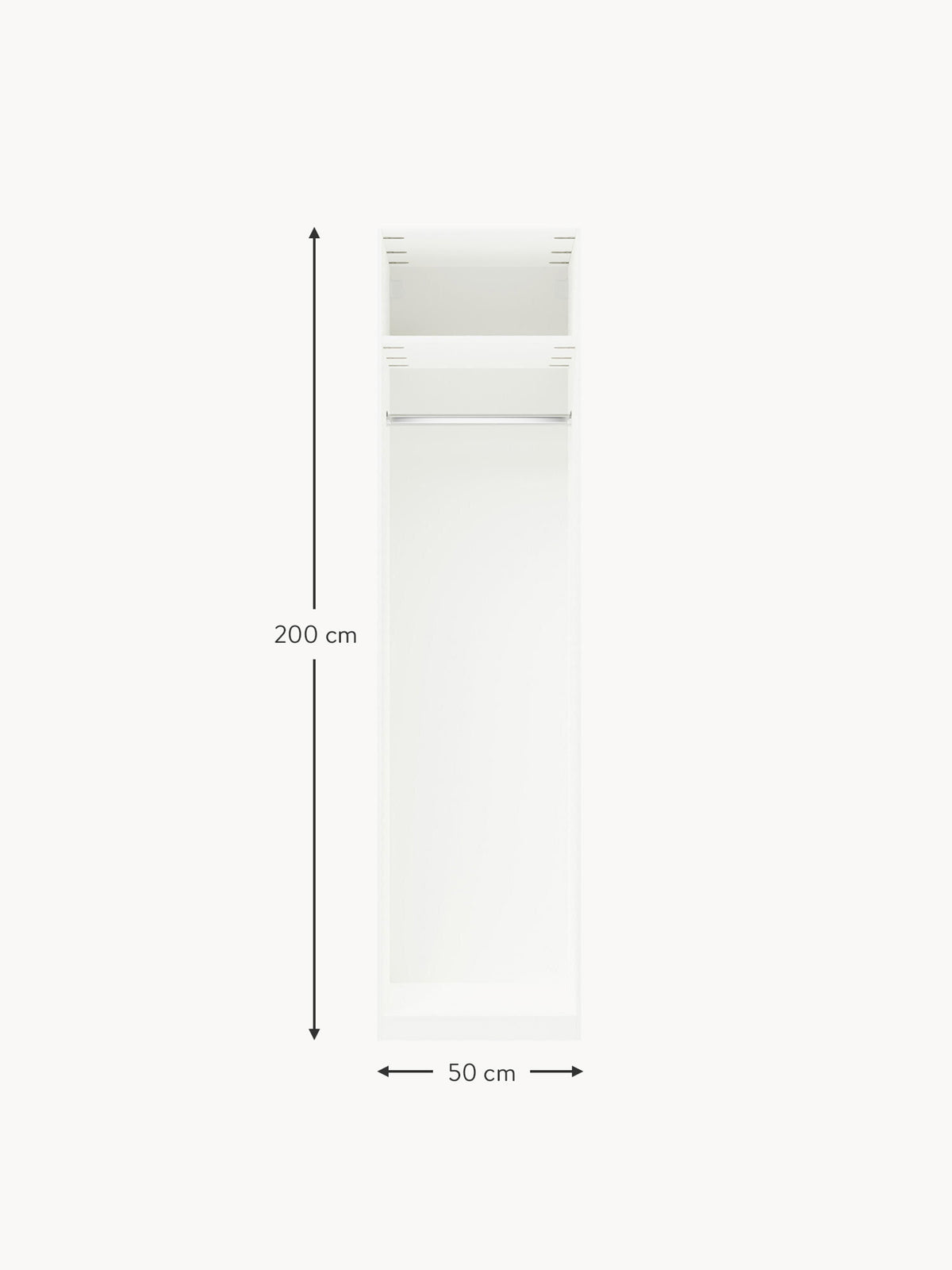 Charlotte Modular Hinged Door Wardrobe, 50 cm Wide, in various sizes