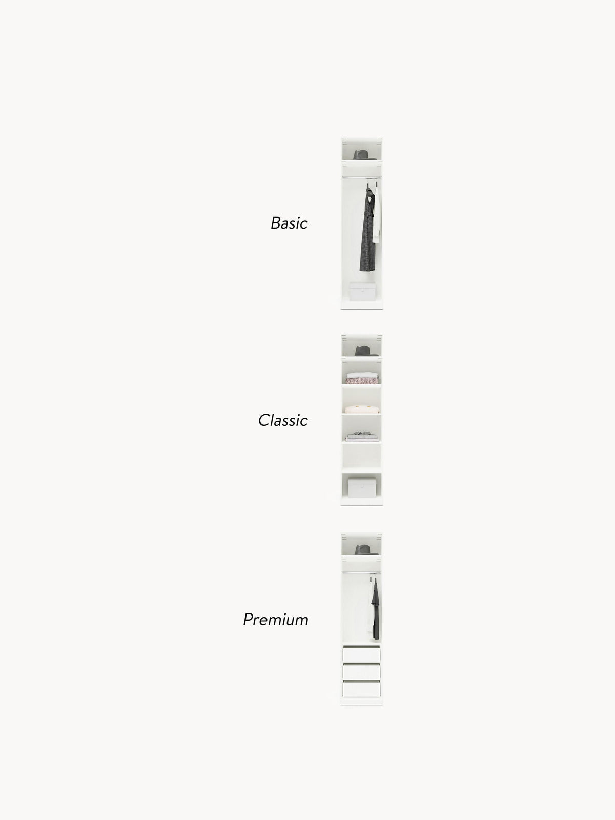 Charlotte Modular Hinged Door Wardrobe, 50 cm Wide, in various sizes