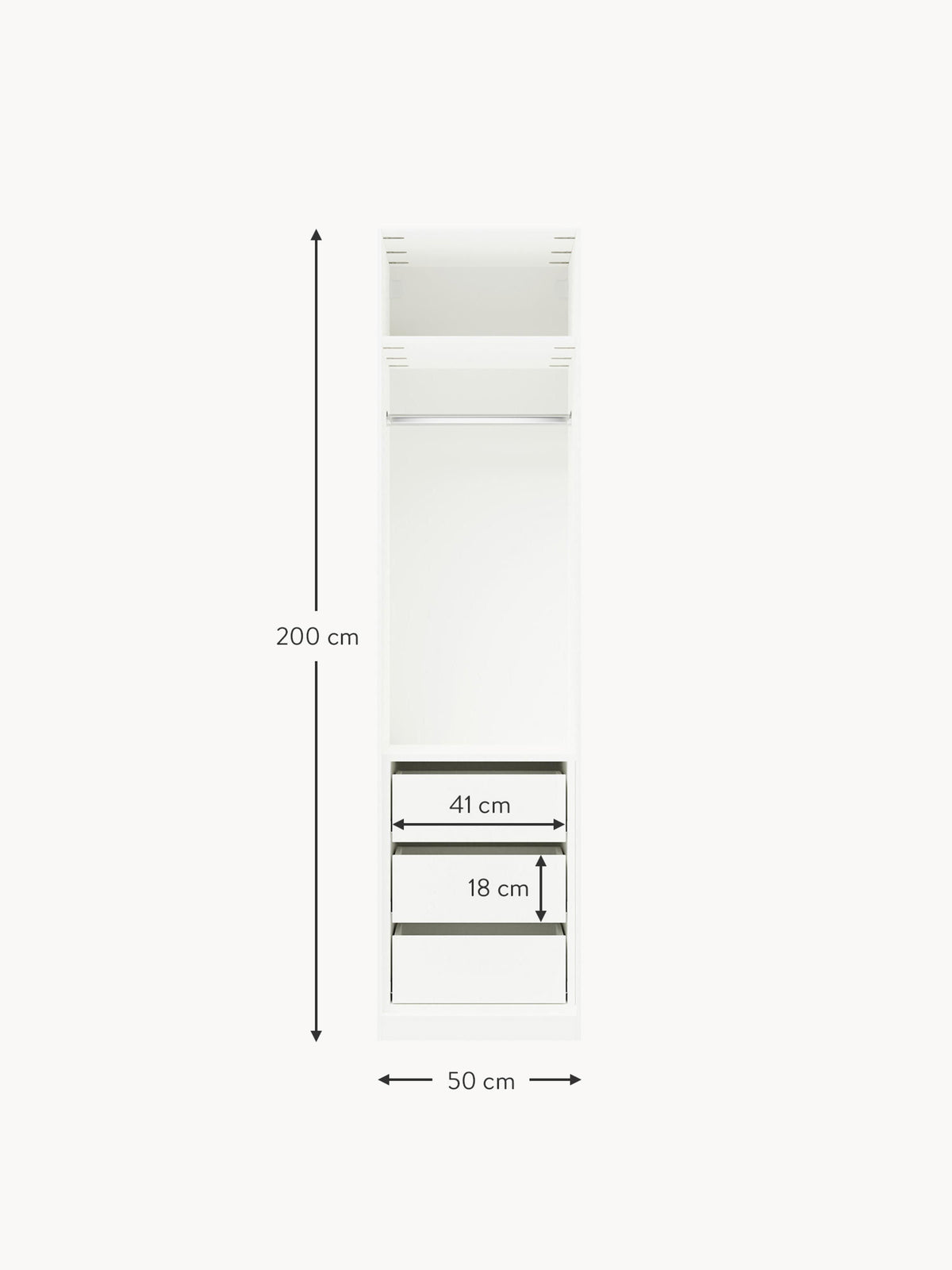 Charlotte Modular Hinged Door Wardrobe, 50 cm Wide, in various sizes