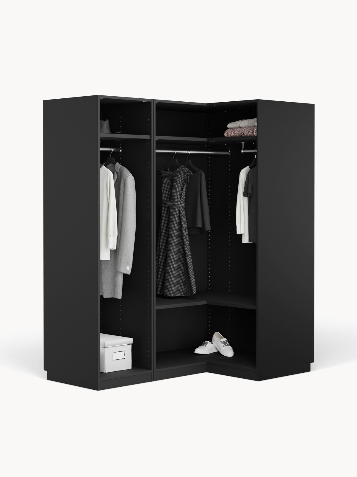 Leon Modular Corner Wardrobe, 165 cm Wide, in various sizes