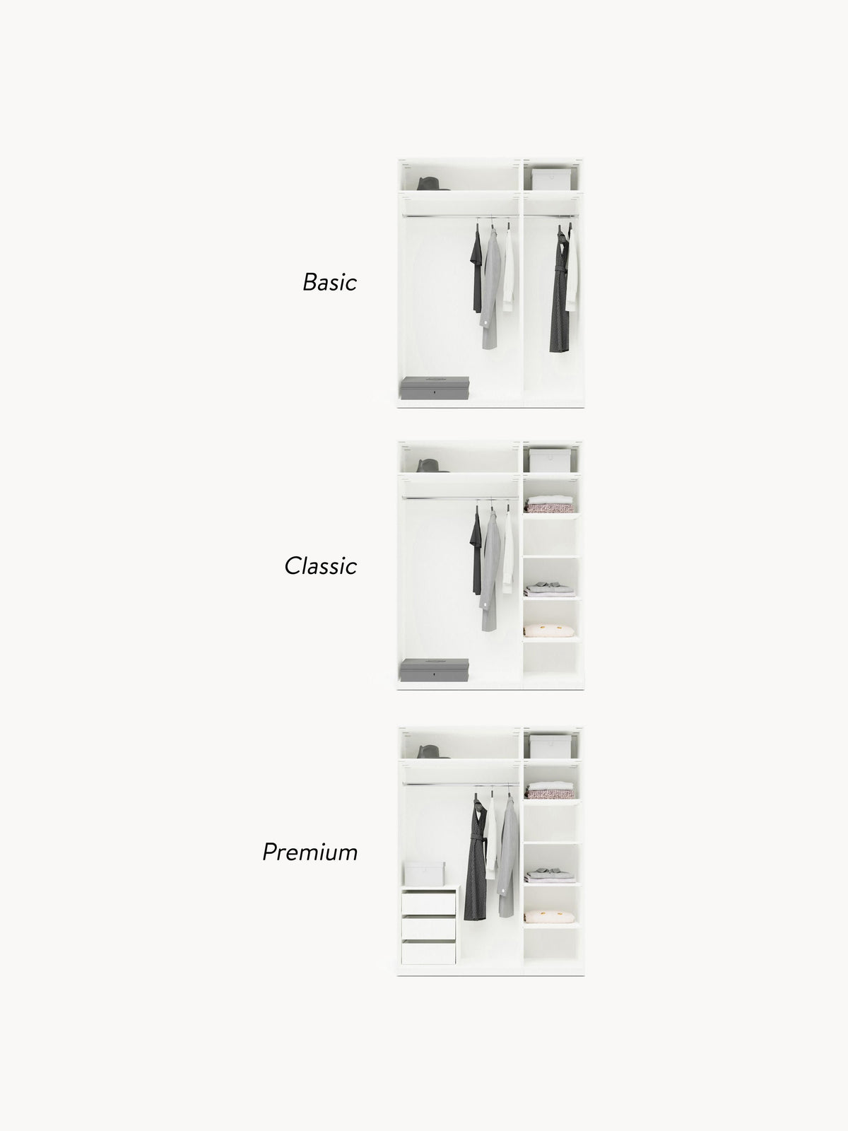 Charlotte Modular Hinged Door Wardrobe, 150 cm Wide, in various sizes