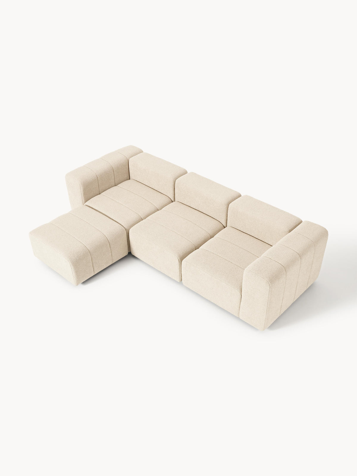 Lena Bouclé Modular Sofa (4-seater) with Ottoman (left/right)